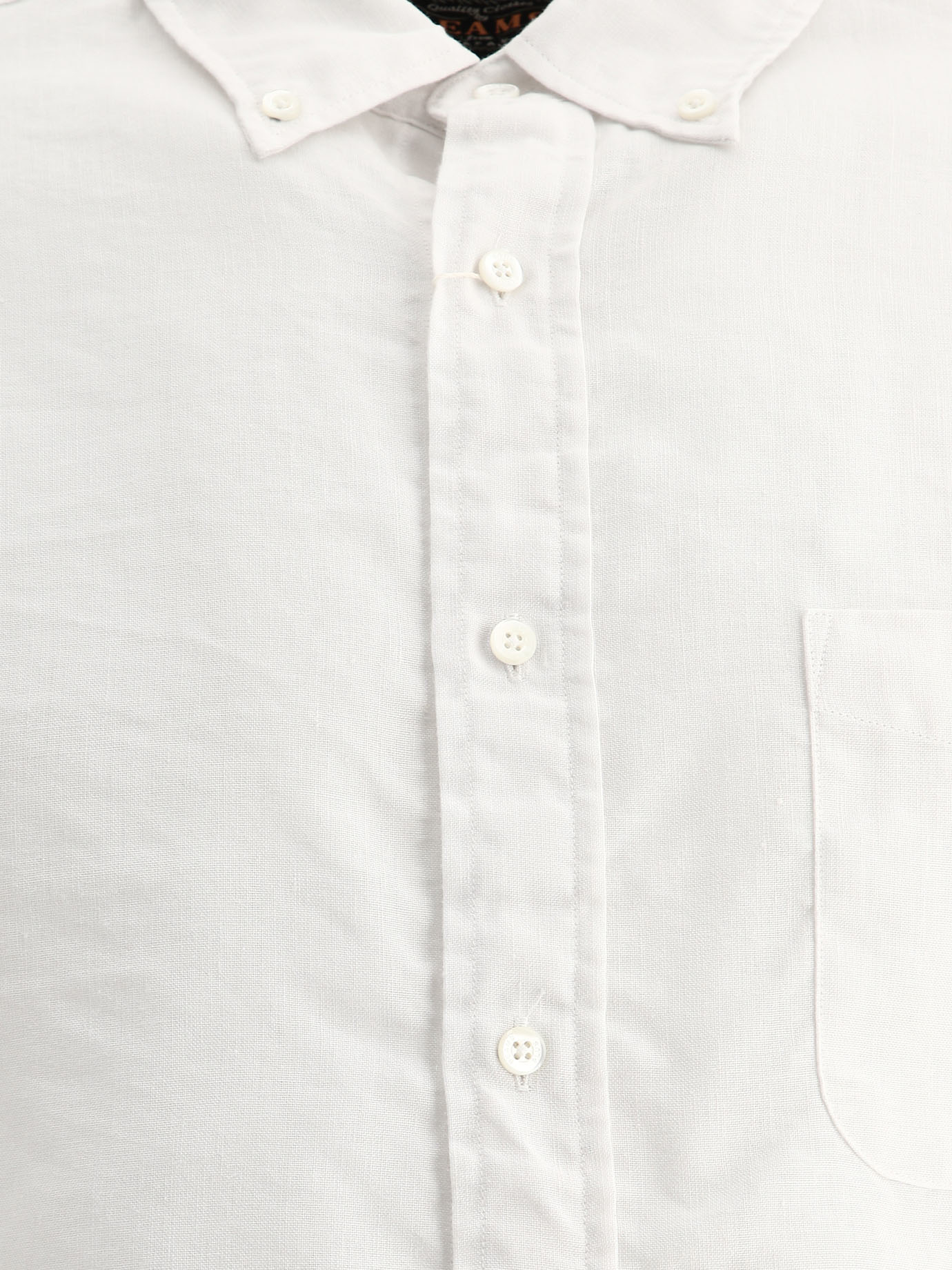 BEAMS PLUS White Linen shirt with chest pocket